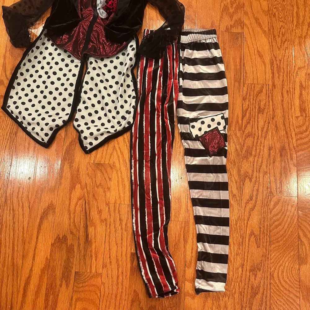 Spirit Halloween Dark Vintage Clown Costume Kids M 8-10 Jacket Leggings - Picture 2 of 5